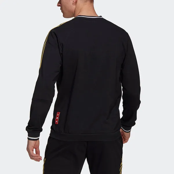 adidas Juve Cny Cr Swt Football Sports Embroidery Crew Neck Men's Black Sweatshirt, black