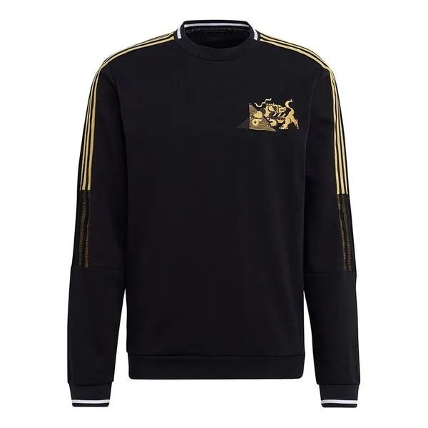 adidas Juve Cny Cr Swt Football Sports Embroidery Crew Neck Men's Black Sweatshirt, black