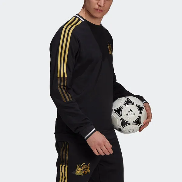 adidas Juve Cny Cr Swt Football Sports Embroidery Crew Neck Men's Black Sweatshirt, black