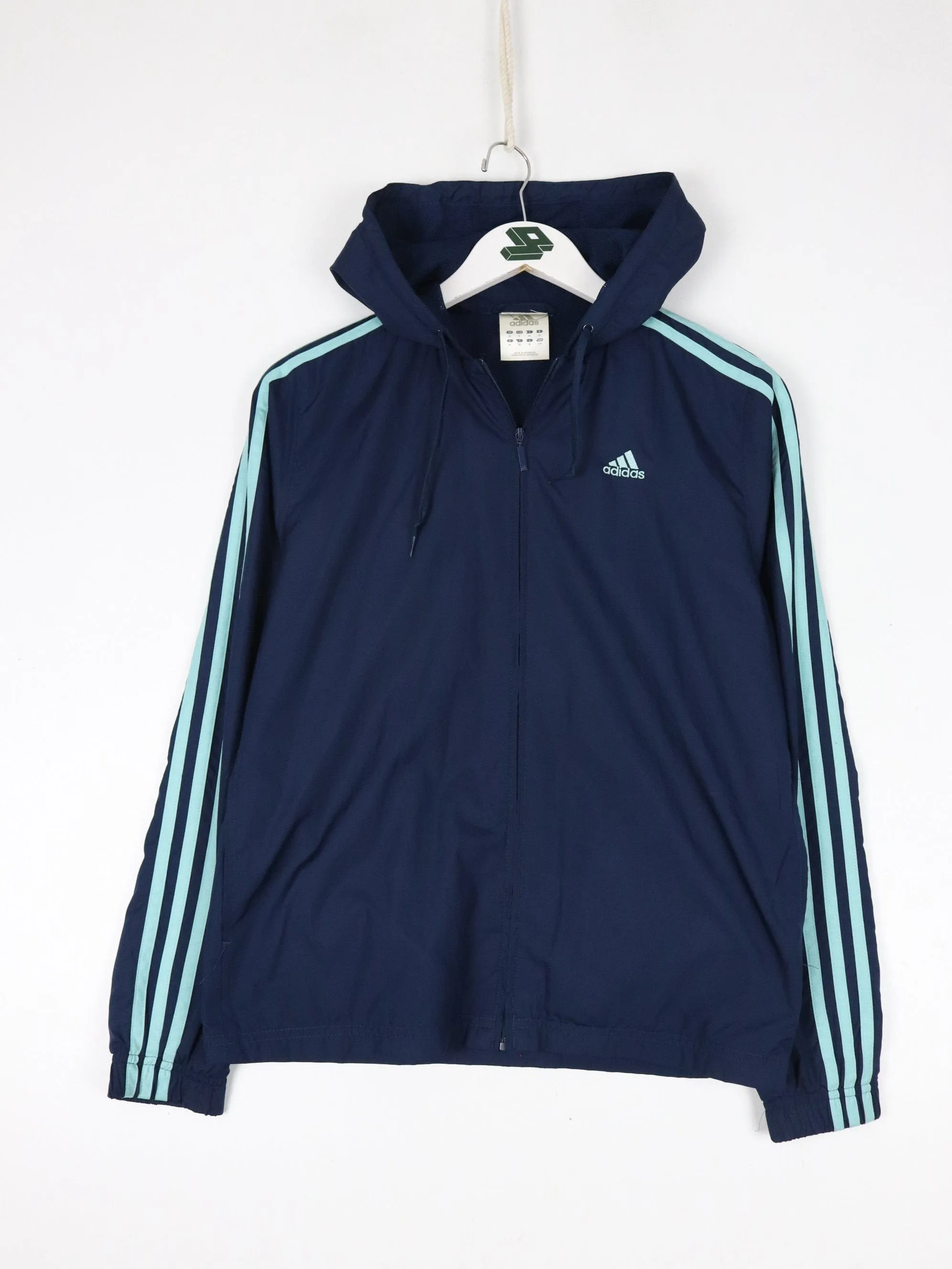 Adidas Windbreaker Womens Small Blue Hooded