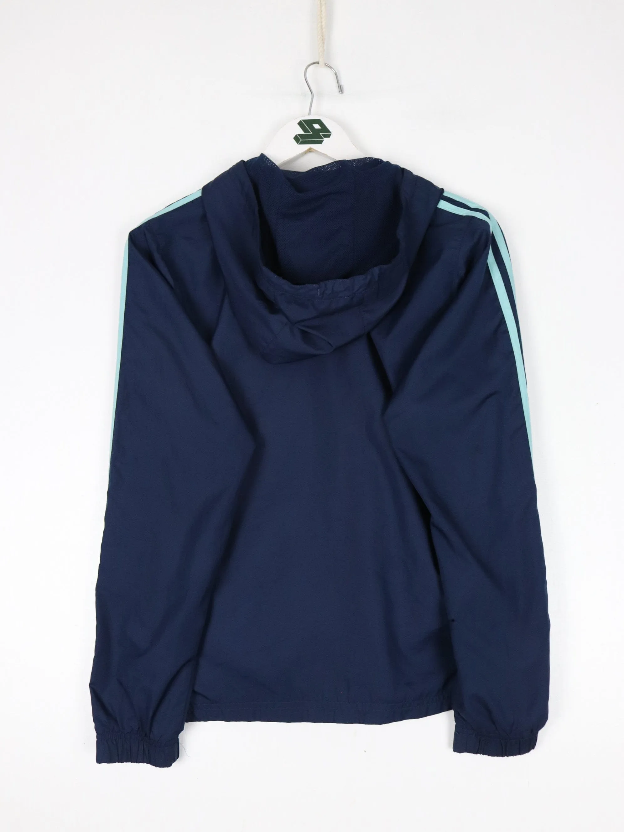 Adidas Windbreaker Womens Small Blue Hooded
