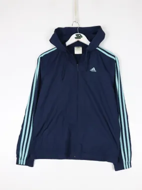 Adidas Windbreaker Womens Small Blue Hooded
