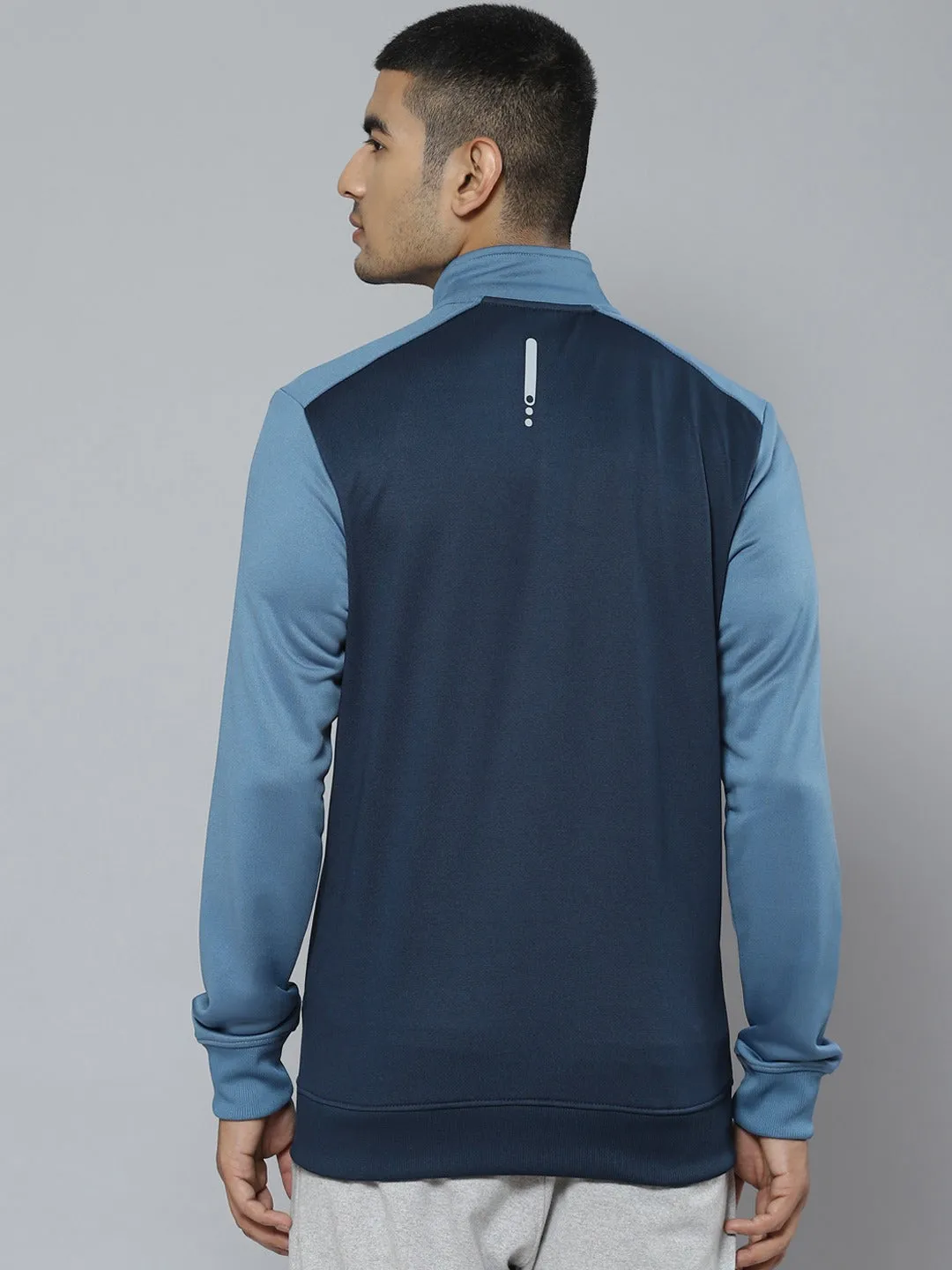 Mens Blue Colorblock Running Jacket for Alcis Sportswear