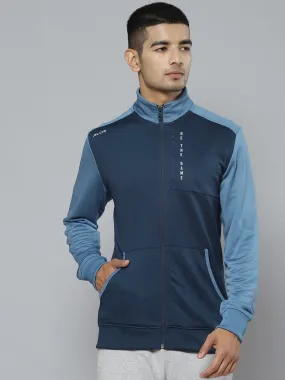 Mens Blue Colorblock Running Jacket for Alcis Sportswear