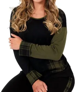 Angel - Plaid Accent Crew Neck Pullover