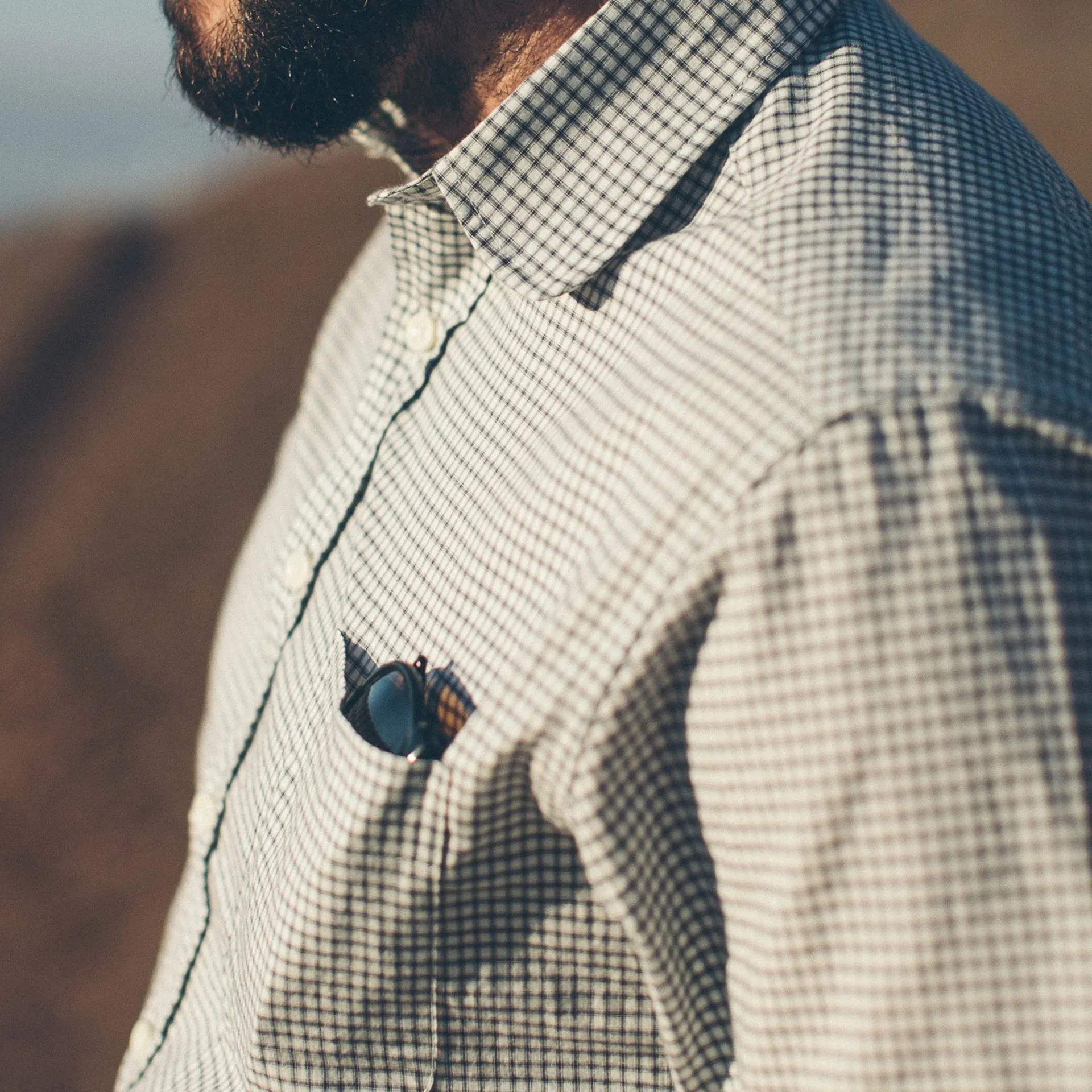 Antique Navy Check Club Collar