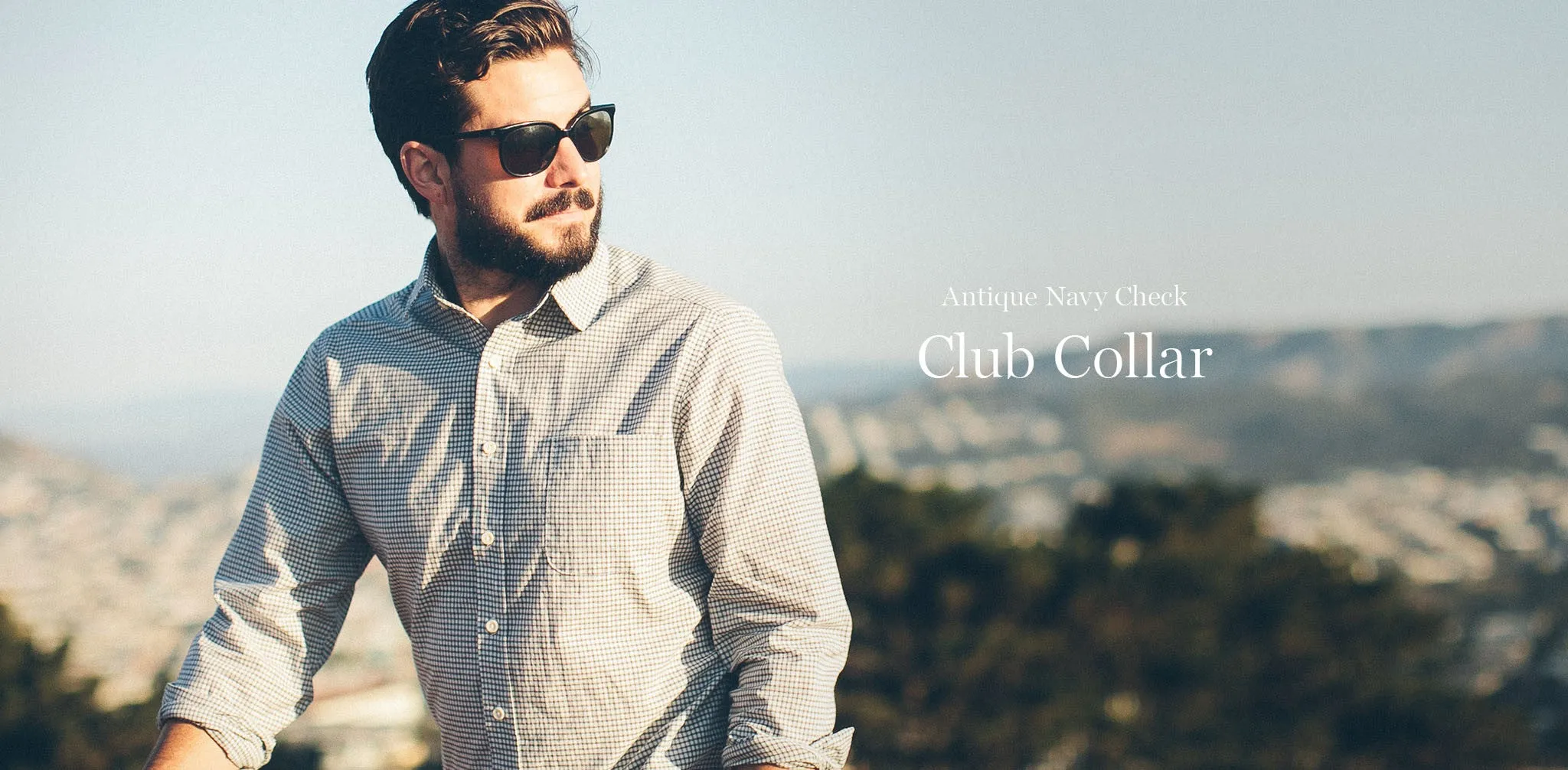 Antique Navy Check Club Collar