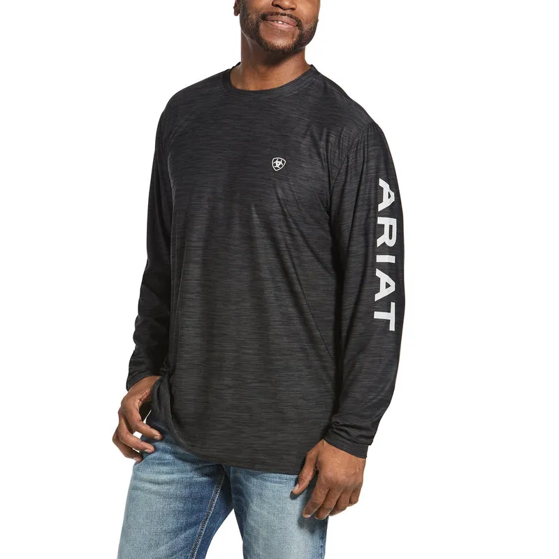 'Ariat' Men's Charger Logo Long Sleeve T-Shirt - Charcoal Heather