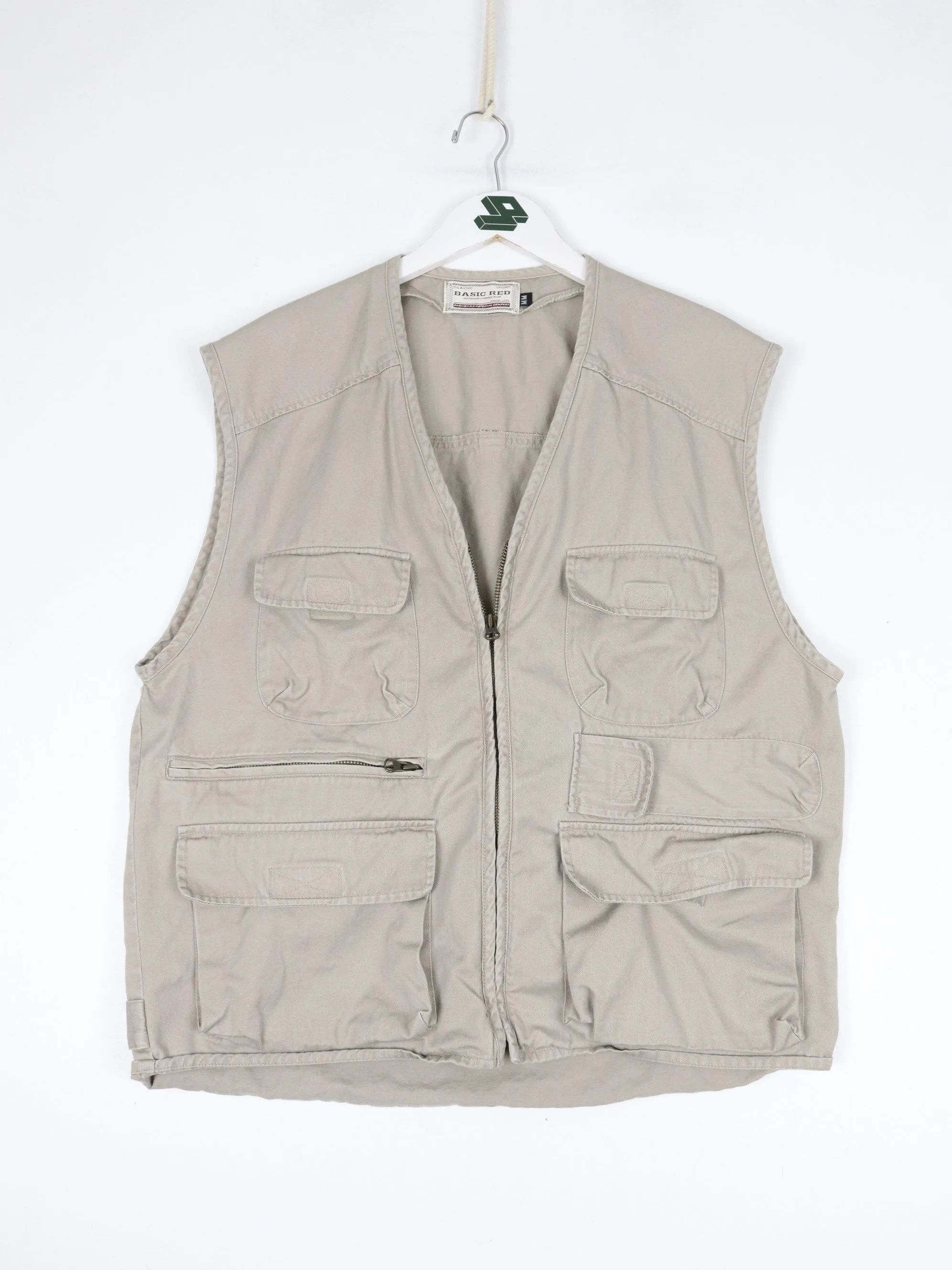 Basic Red Vest Mens Medium Beige Fishing Outdoors