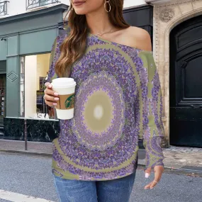 Batwing Long Sleeve Sweater Purple Green