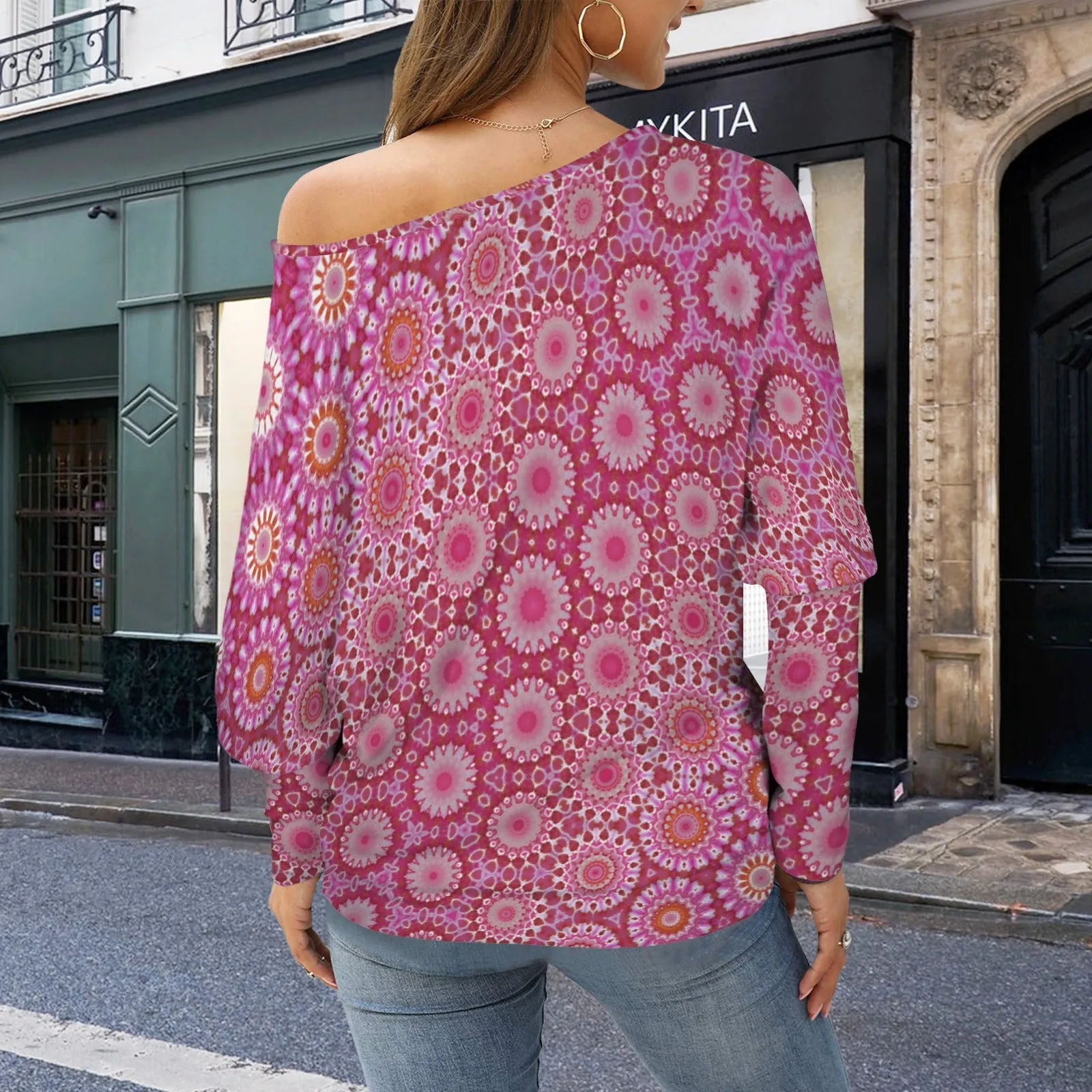 Batwing Long Sleeve Sweater Raspberry Swirl