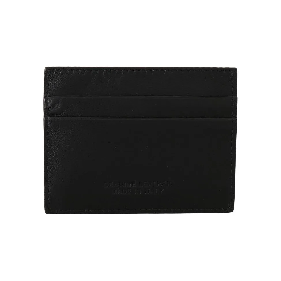 Billionaire Italian Couture Exquisite Black Leather Men's Wallet