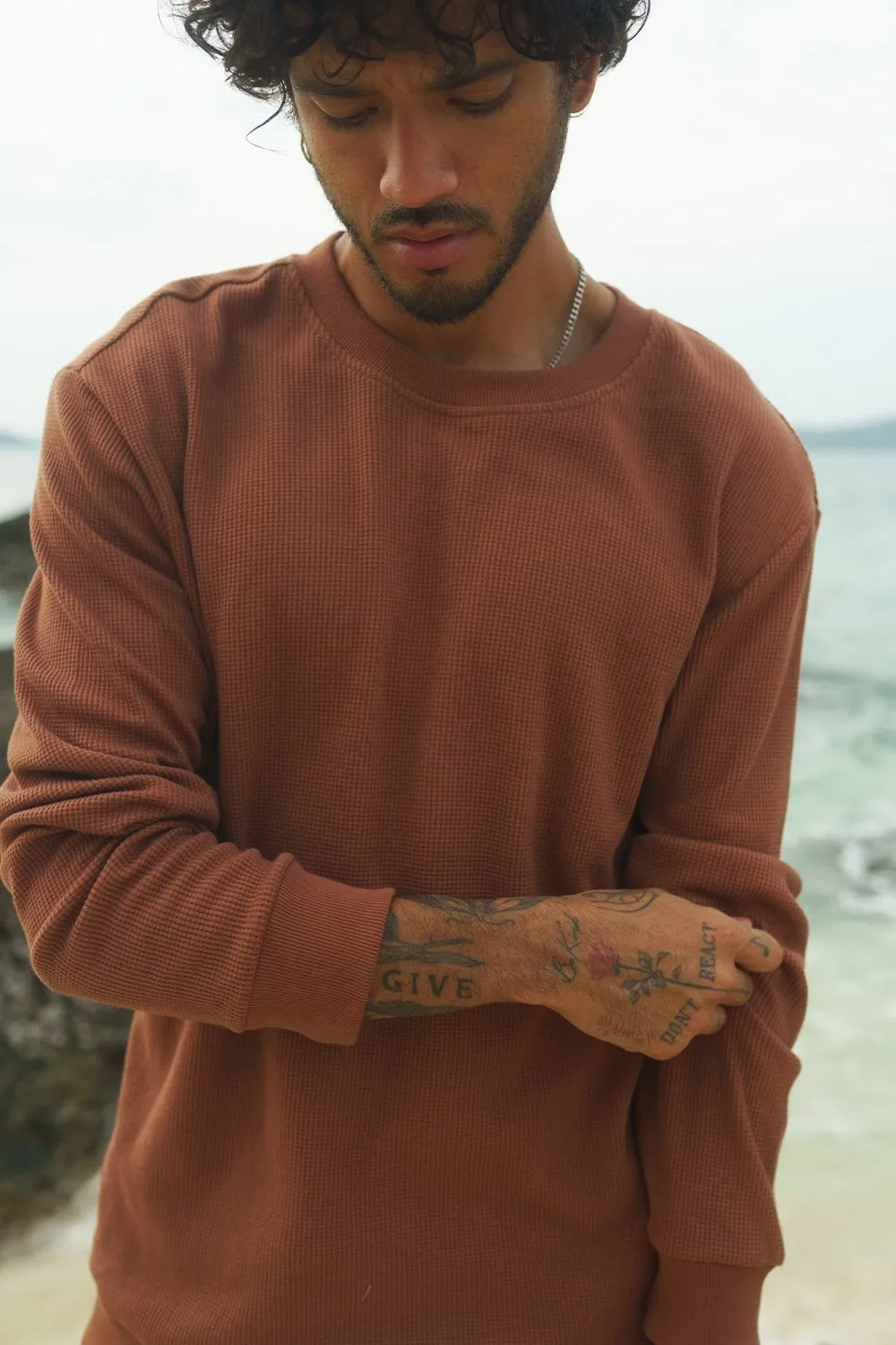 Brown Heavyweight Waffle Full Sleeves