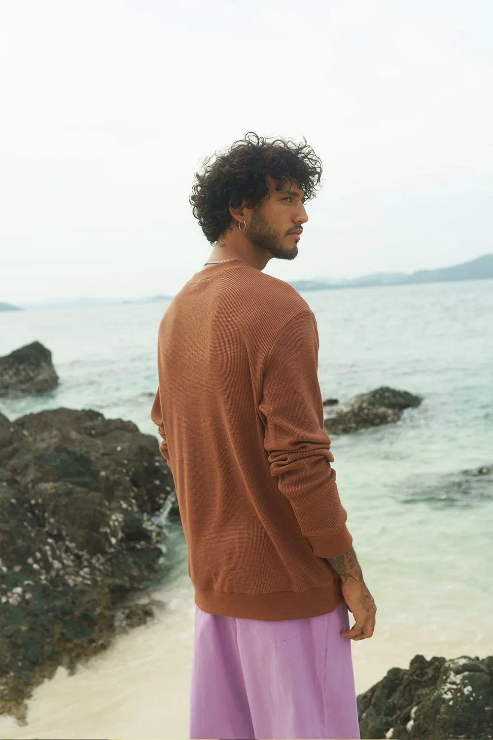 Brown Heavyweight Waffle Full Sleeves