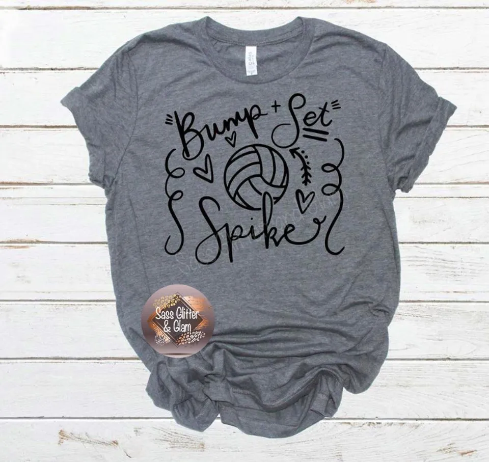 bump set spike - volleyball (black ink)
