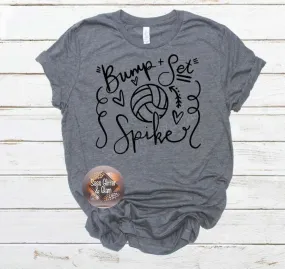 bump set spike - volleyball (black ink)