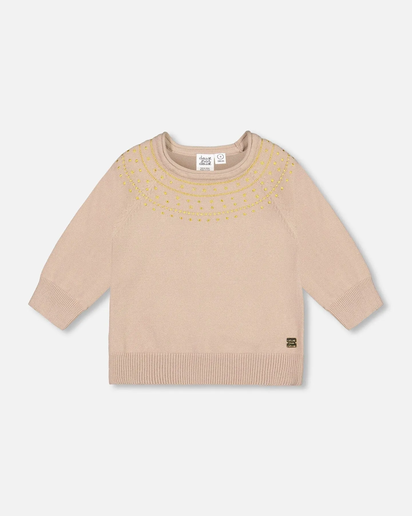 Deux par Deux Girls 3/4 Sleeve Sweater F20NGT30 Cement *