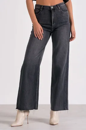 Elan Hi Waist Black wide leg jean