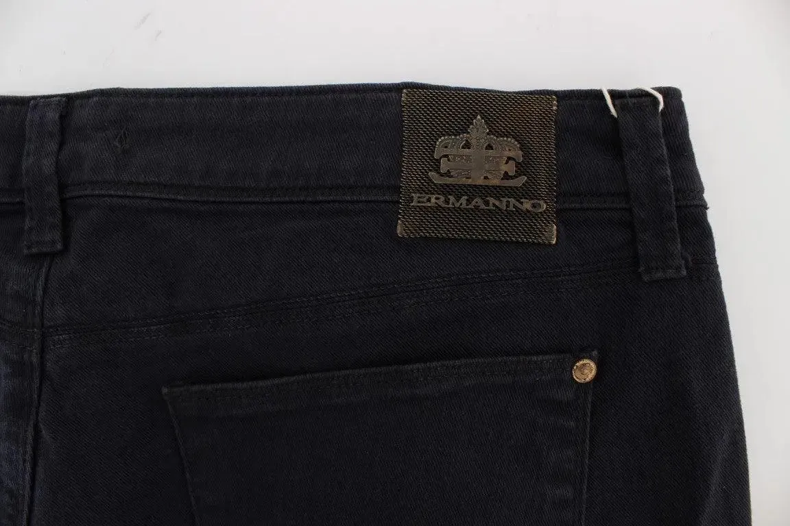 Ermanno Scervino Blue Cotton Blend Casual Fit Pants