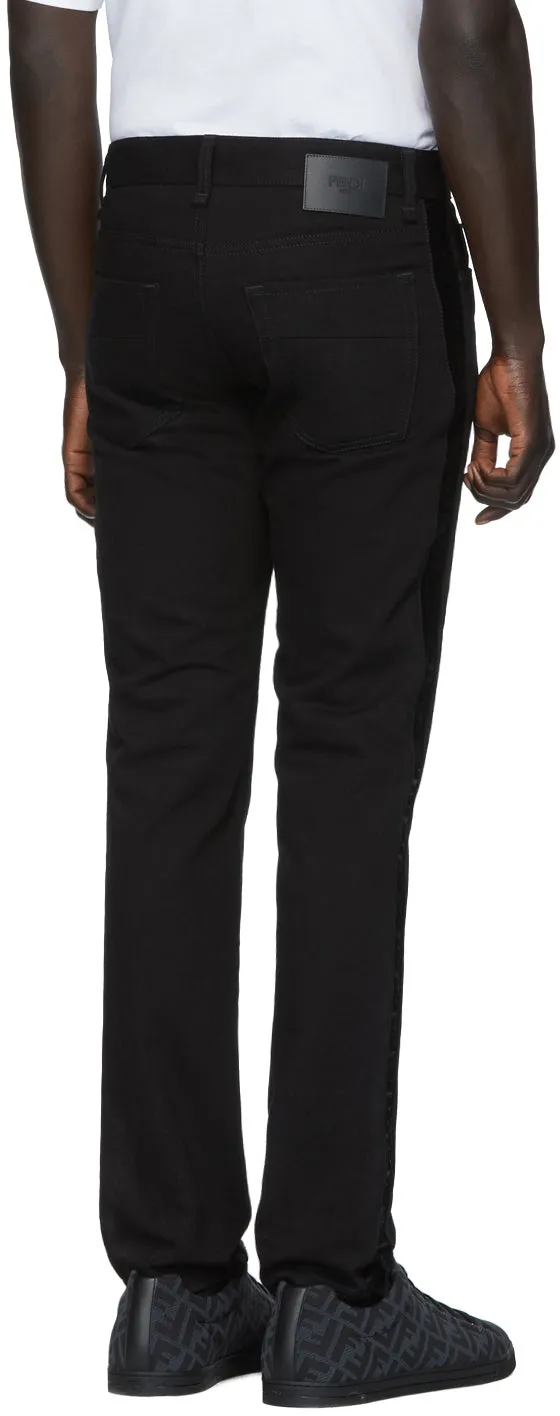 Fendi Black FF Velvet Tape Jeans