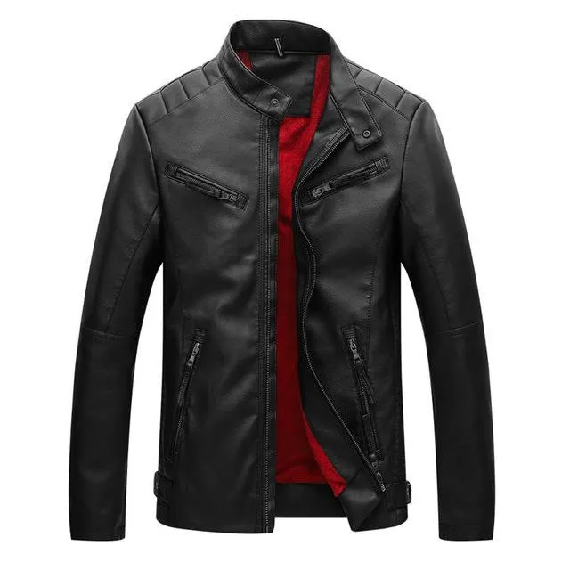 FGKKS Winter Leather Jacket Men Velvet Thick Warm Leather Jackets Men Pu Leather Motorcycle Leather  Jackets Male Coat