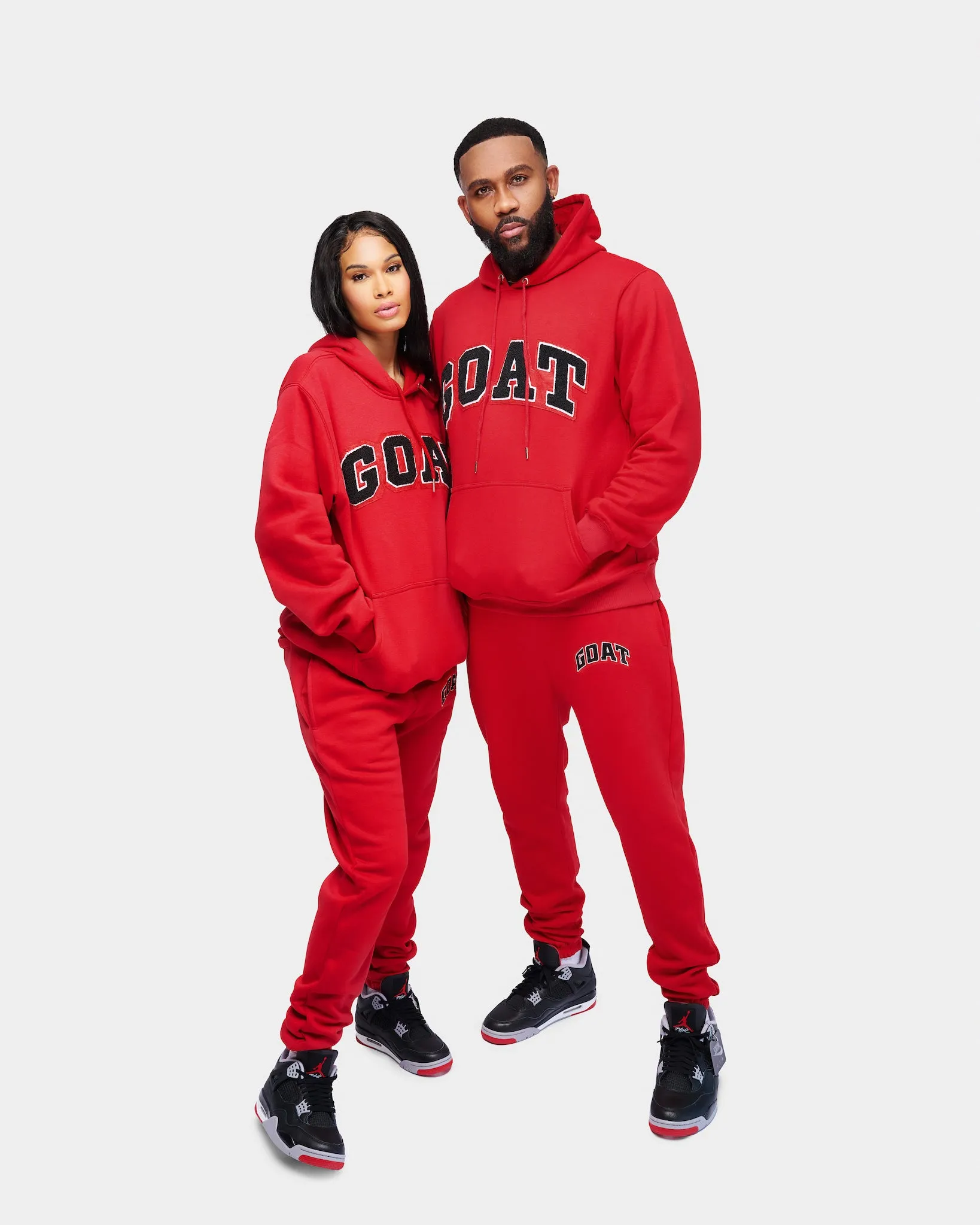 Red and Black Chenille GOAT Arch Logo Sweatsuit - Premium Quality