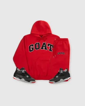 Red and Black Chenille GOAT Arch Logo Sweatsuit - Premium Quality