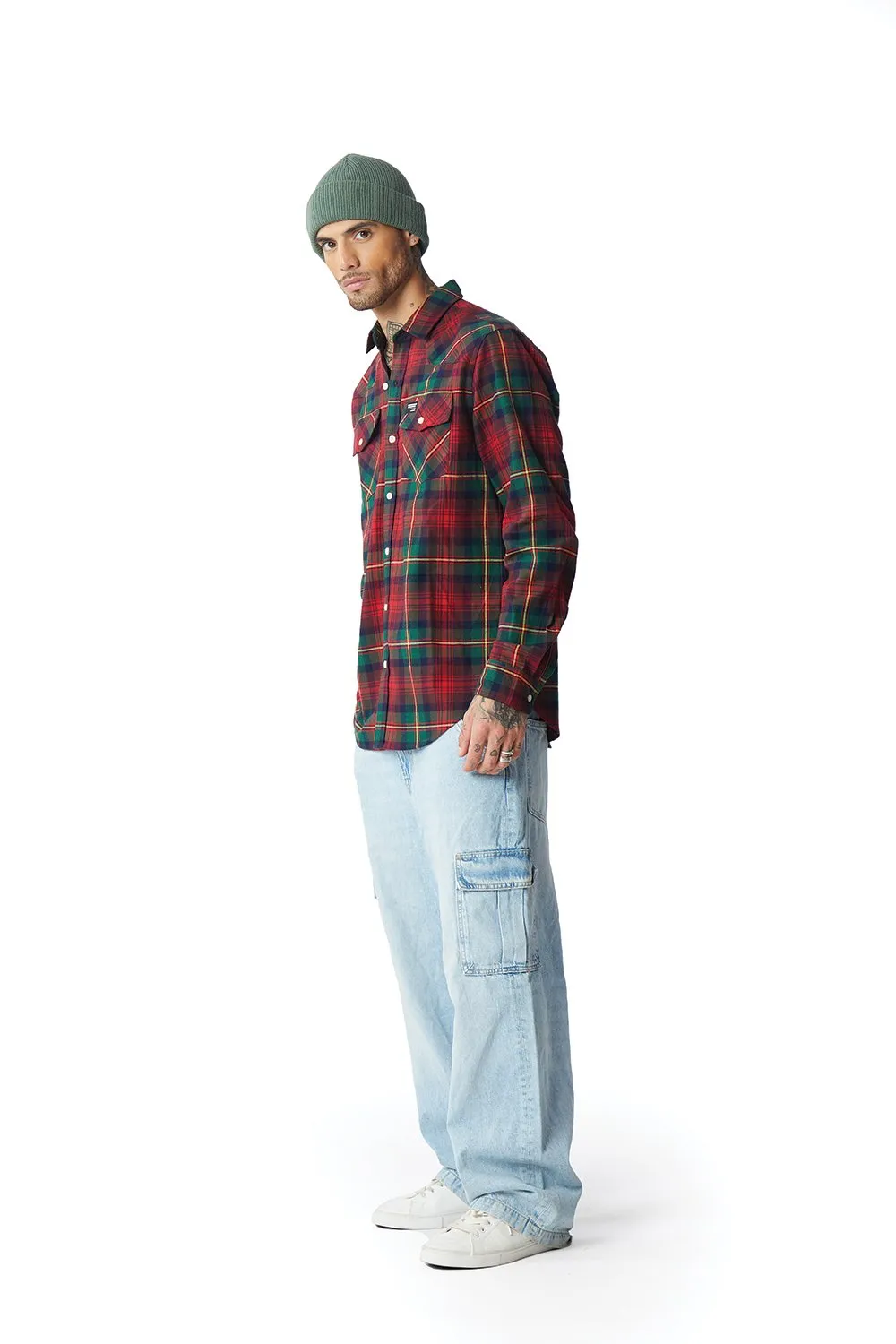 Green-Red Plaid Regular Fit Shirt