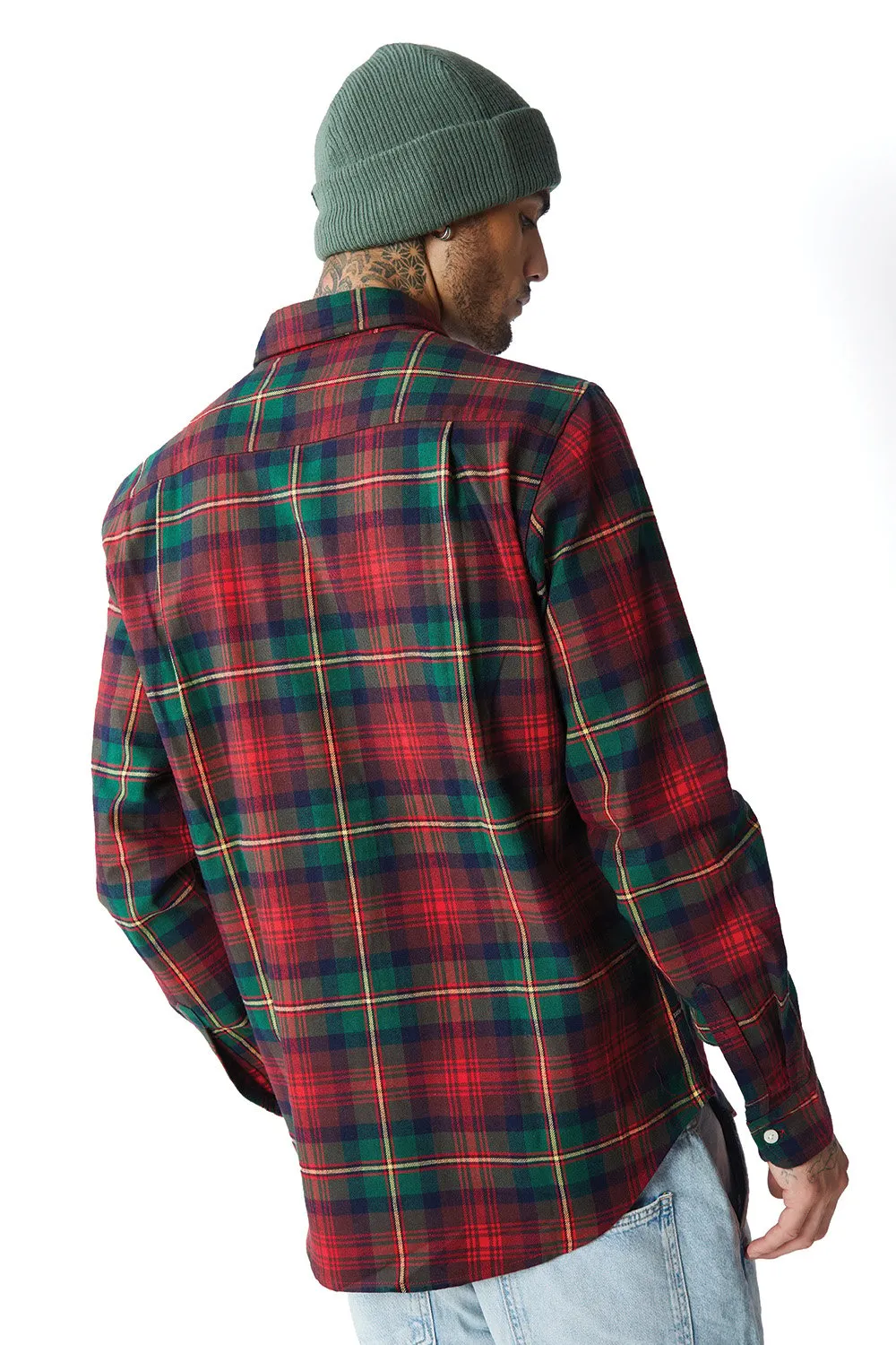 Green-Red Plaid Regular Fit Shirt