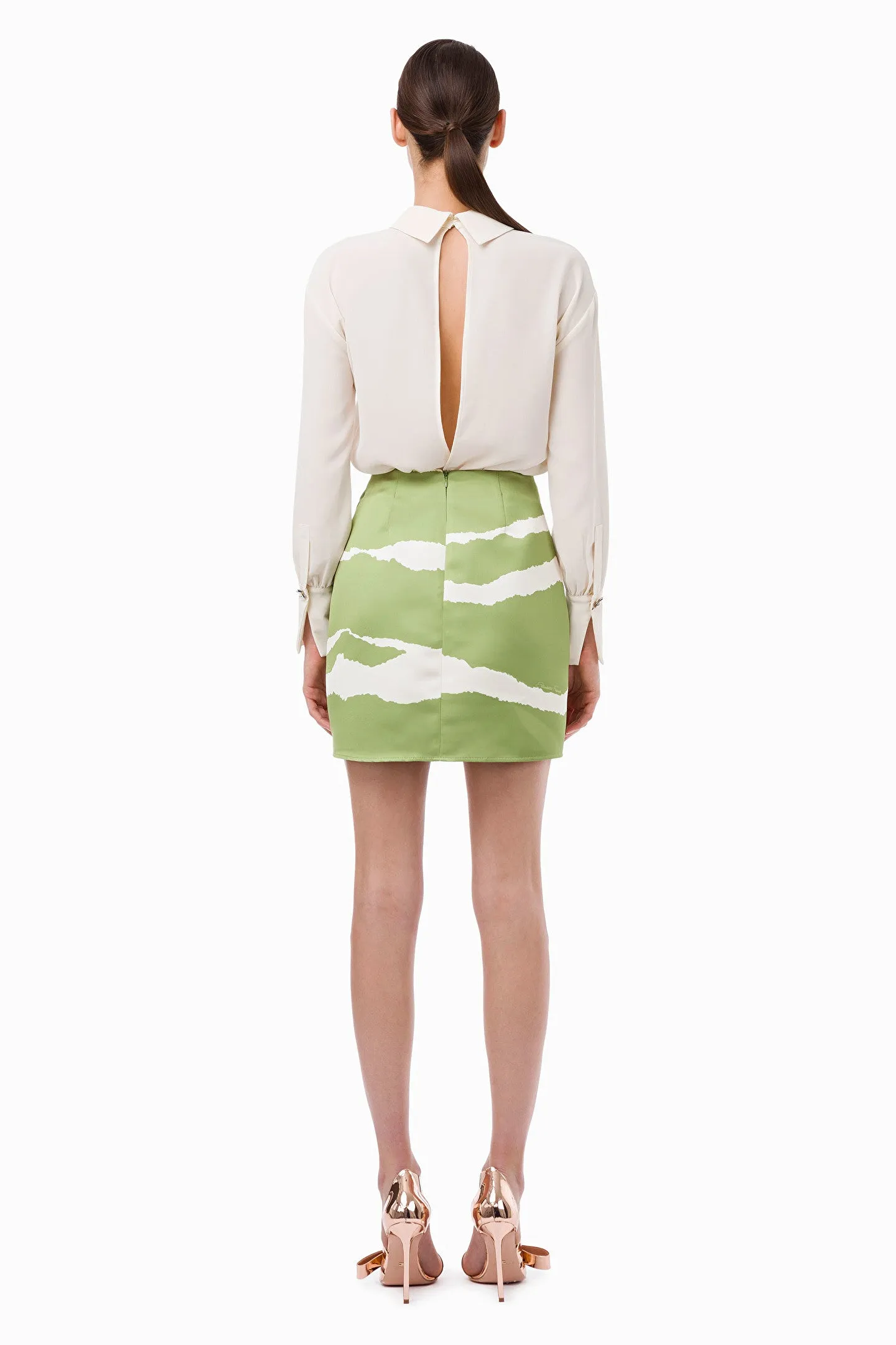 Green/Ivory Combo Ripped Print Mini Dress
