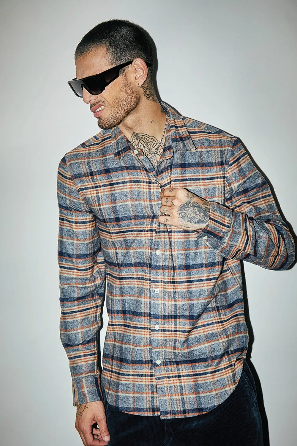 Grey Orange Multi Colour Regular Fit Shirt