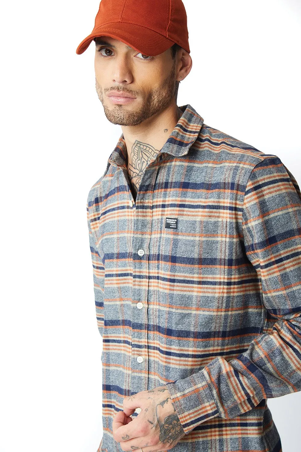 Grey Orange Multi Colour Regular Fit Shirt