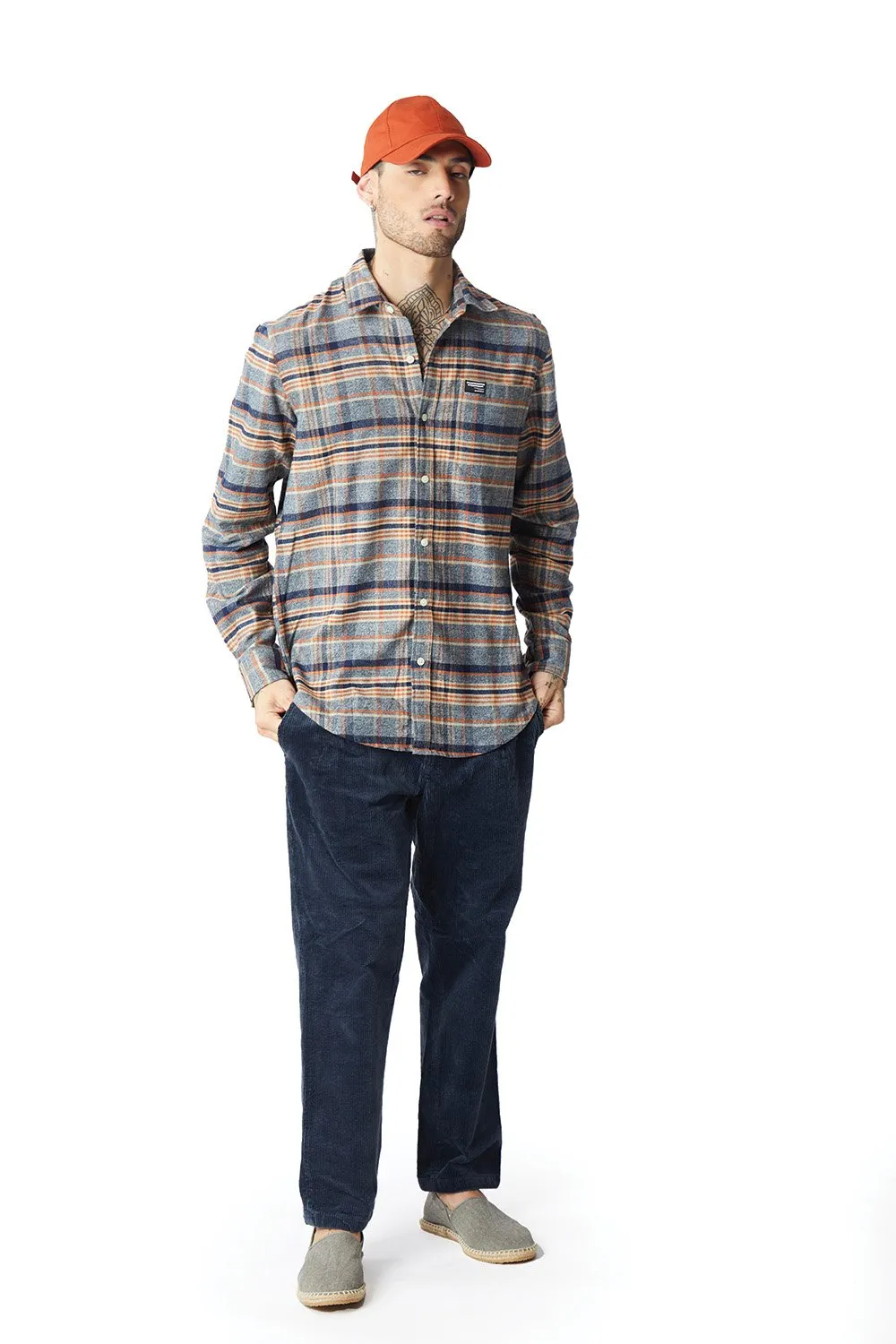 Grey Orange Multi Colour Regular Fit Shirt