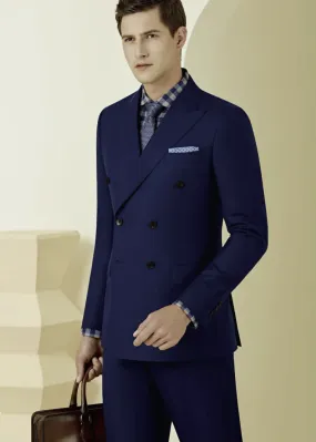 Indigo Double Breasted / Two Piece Suit Italian Pure Wool Super 110'S
