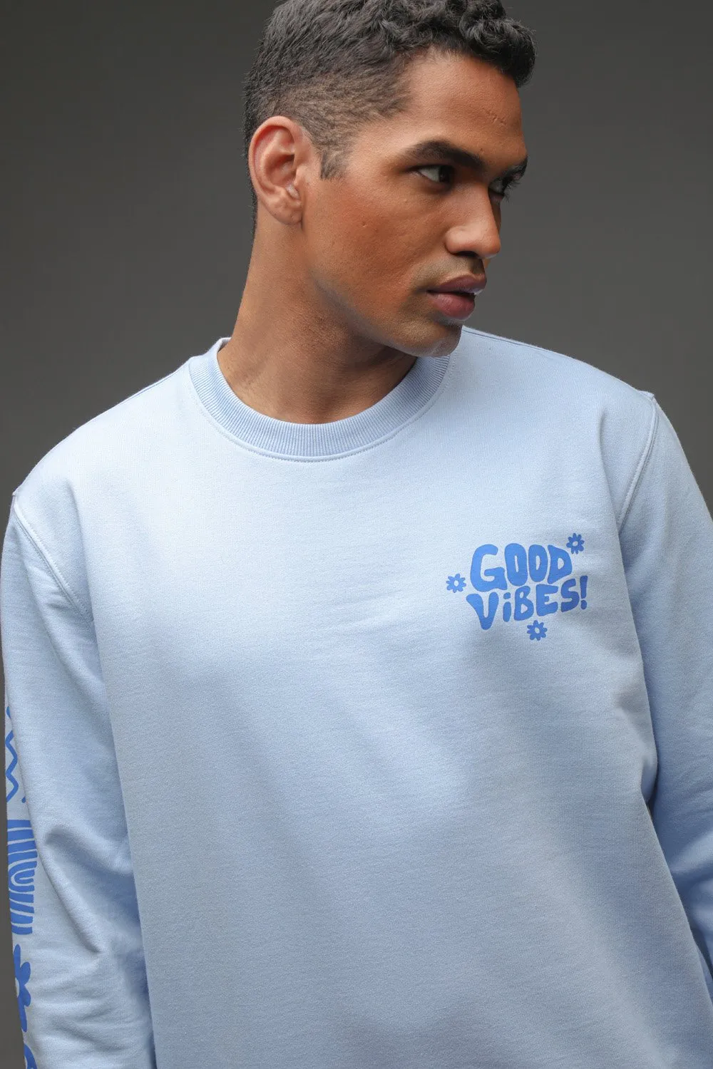 Light Blue Good Vibes Sweatshirt
