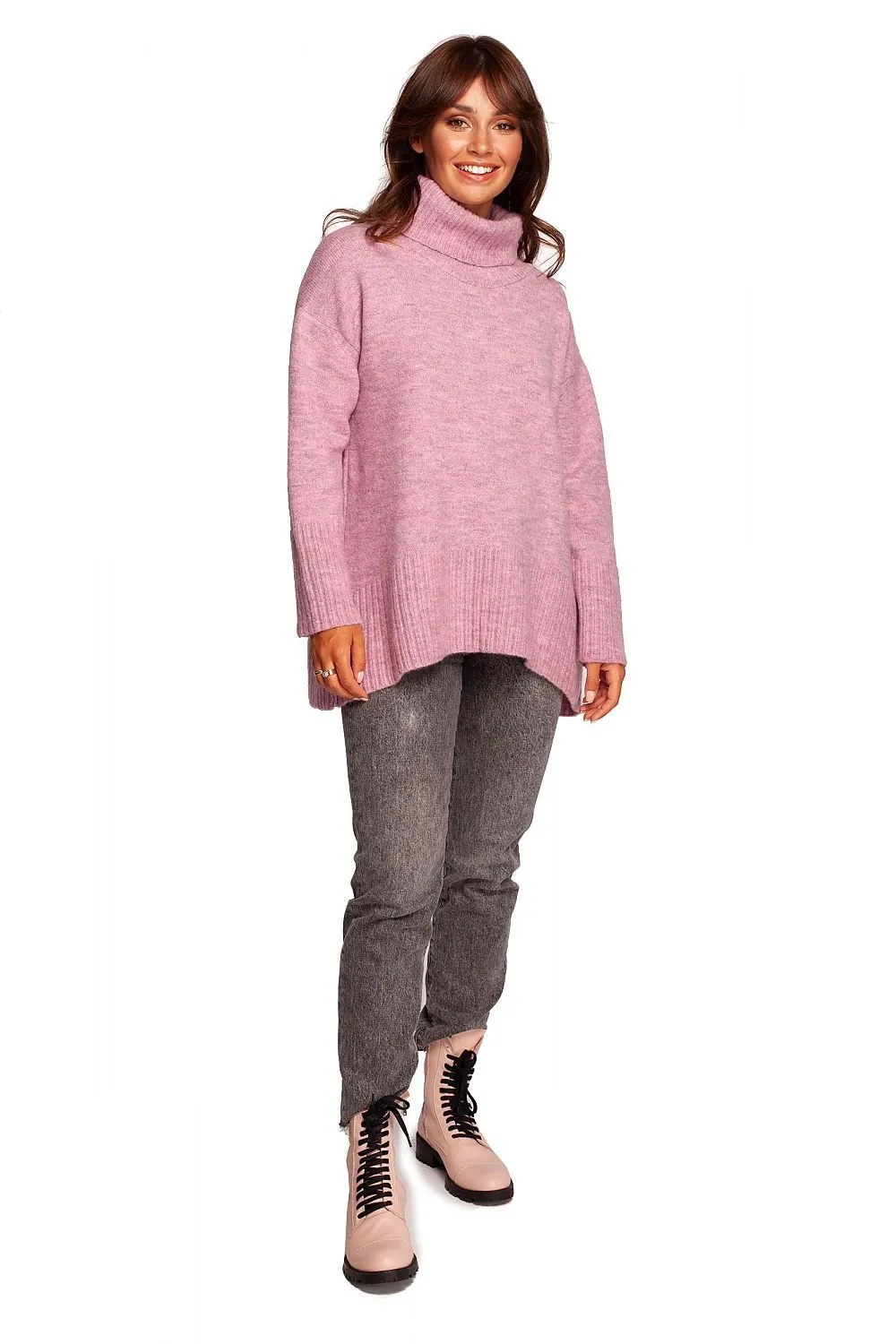 Loose Fit Turtleneck Wool Sweater