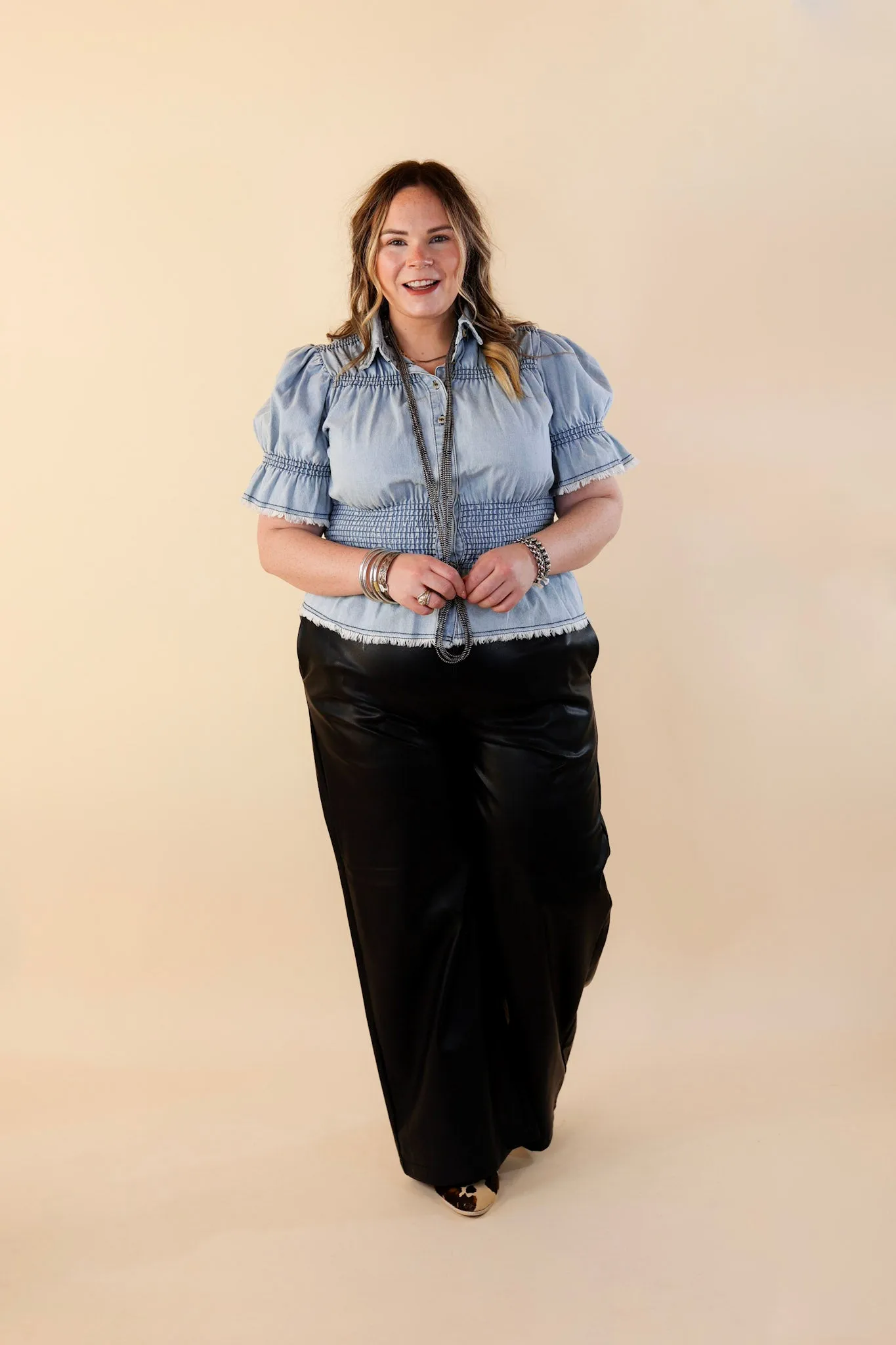 Luxe Feeling Wide Leg Faux Leather Pants in Black