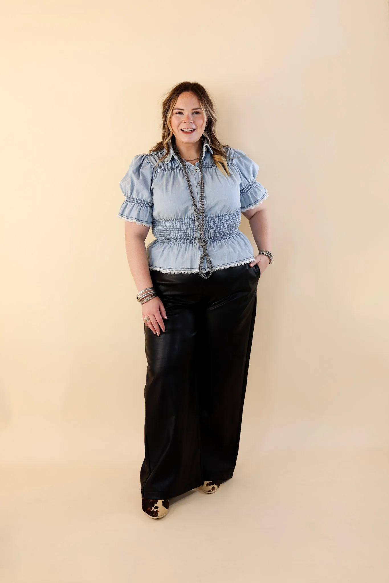 Luxe Feeling Wide Leg Faux Leather Pants in Black