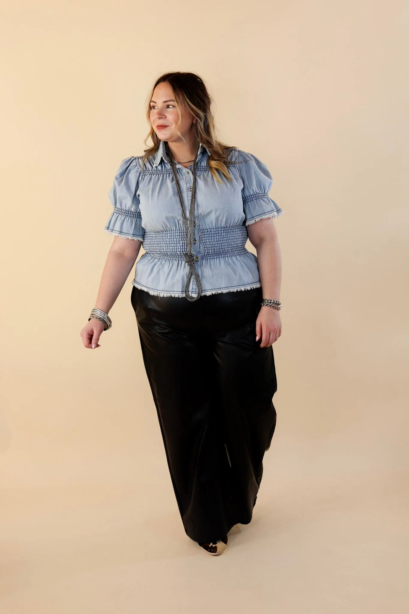Luxe Feeling Wide Leg Faux Leather Pants in Black