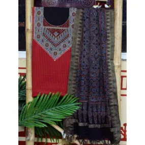Madder Kantha Naturally Dyed  Ajrakh Block Print Set