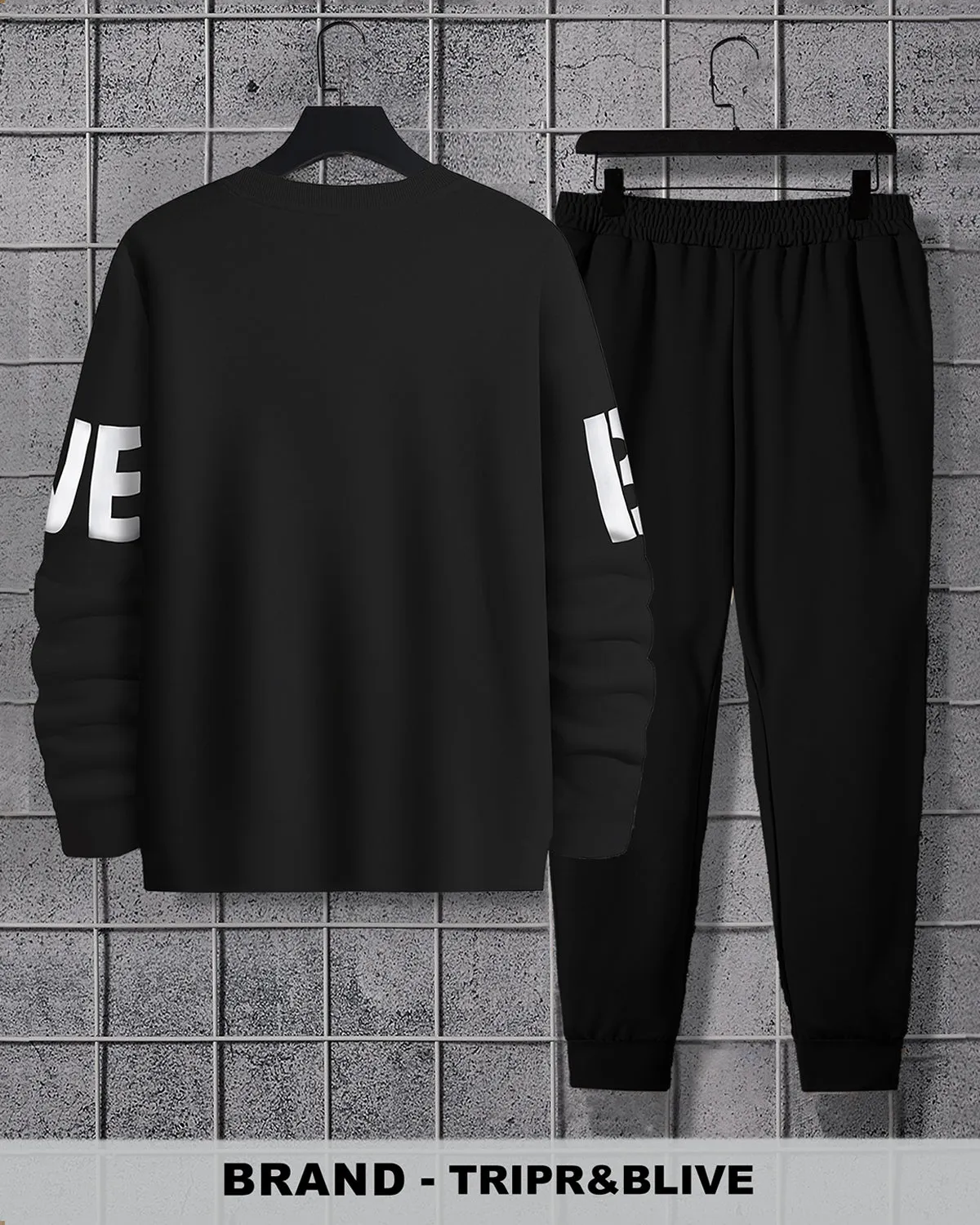 Men Believe Printed Black | Black Tracksuit