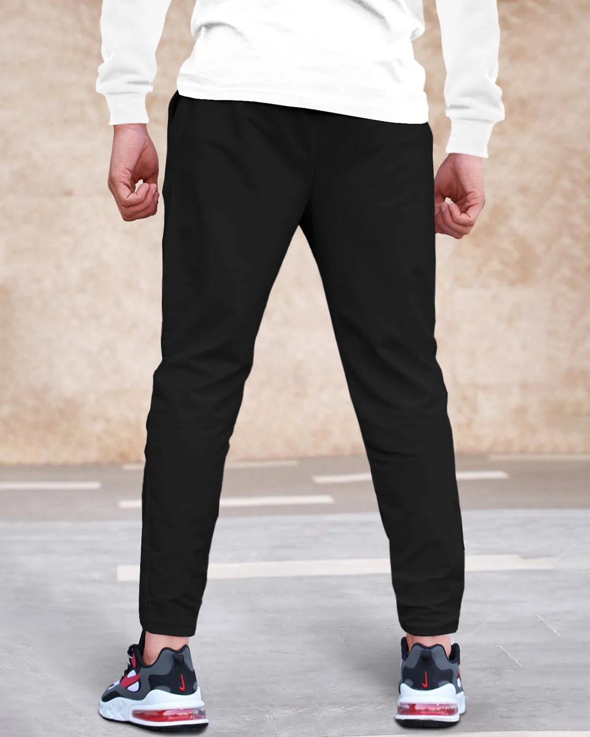 Men Black NASA Printed Cotton Trackpant
