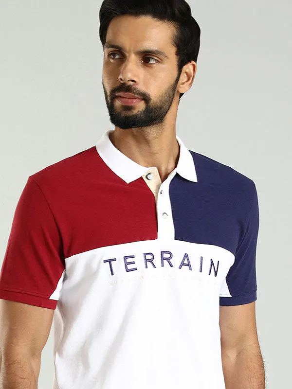 Men Color Block Polo T-Shirt