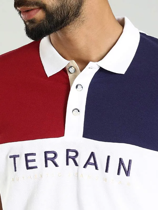 Men Color Block Polo T-Shirt