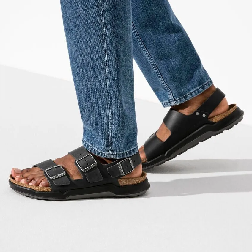 Milano Rugged Sandal - Black Oiled Leather