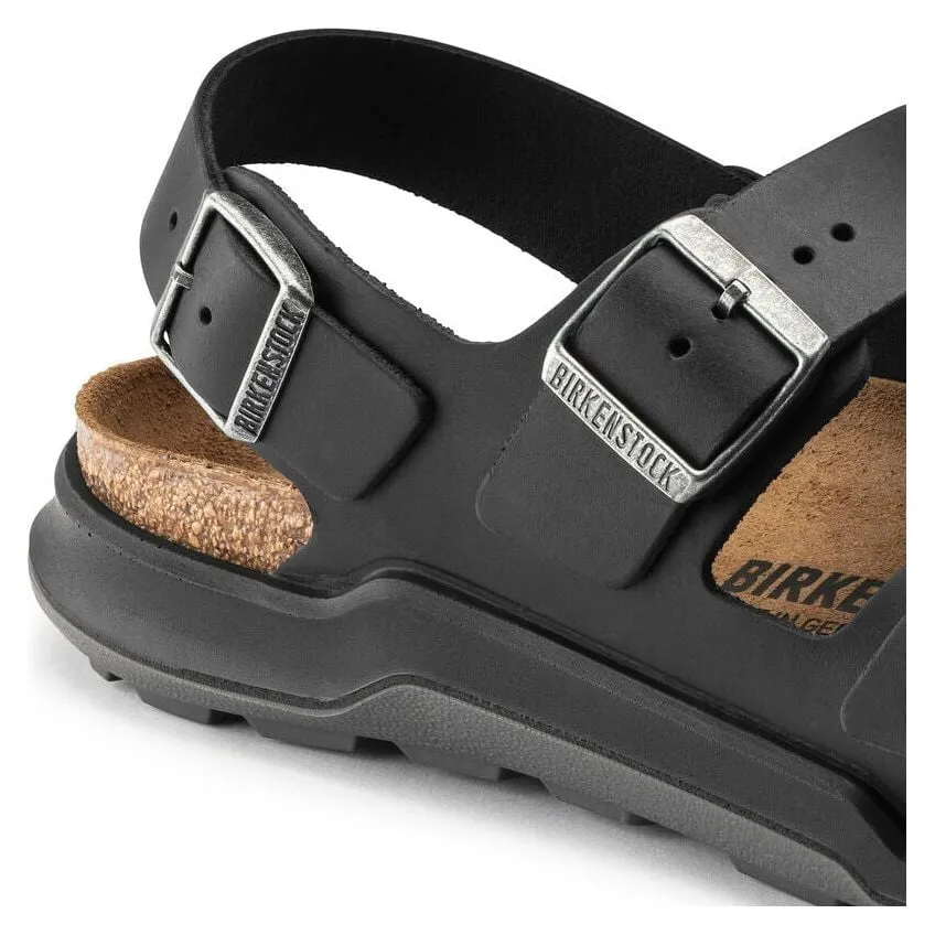 Milano Rugged Sandal - Black Oiled Leather
