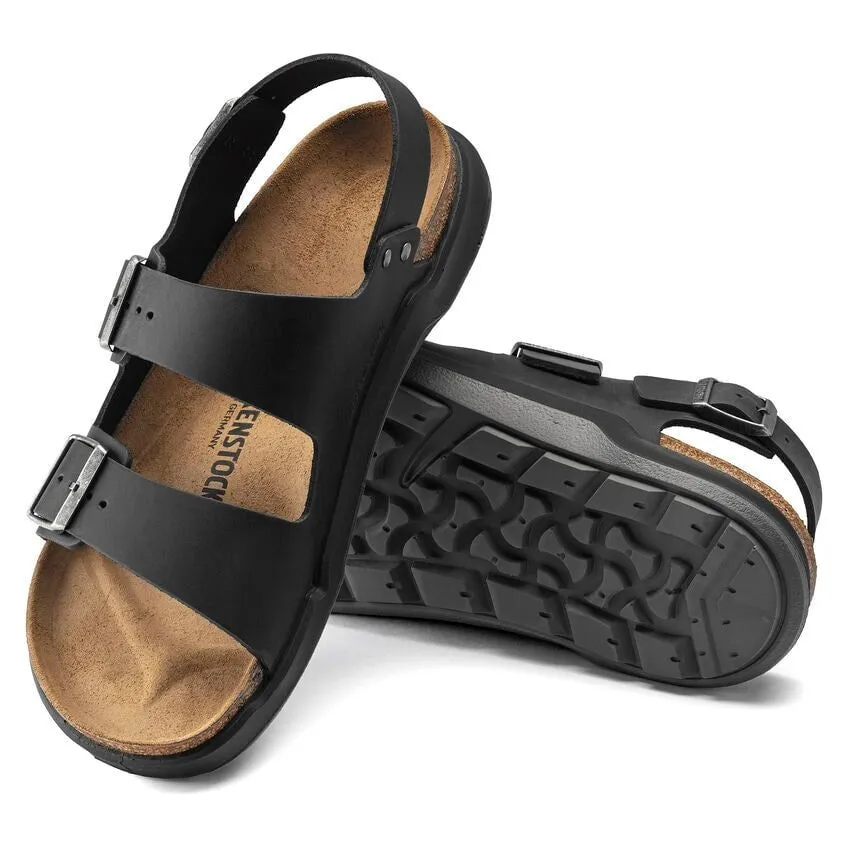 Milano Rugged Sandal - Black Oiled Leather