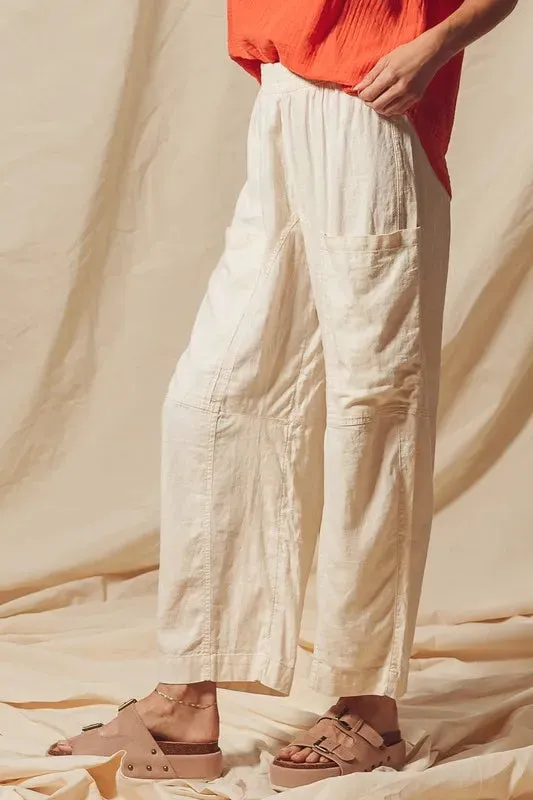 Natural Cotton-Linen Wide Leg Pants