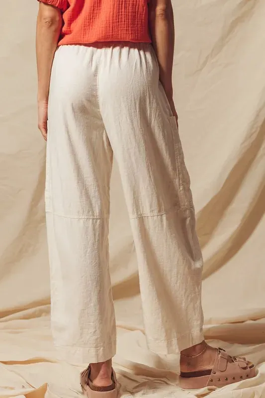 Natural Cotton-Linen Wide Leg Pants
