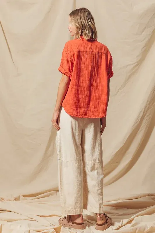 Natural Cotton-Linen Wide Leg Pants